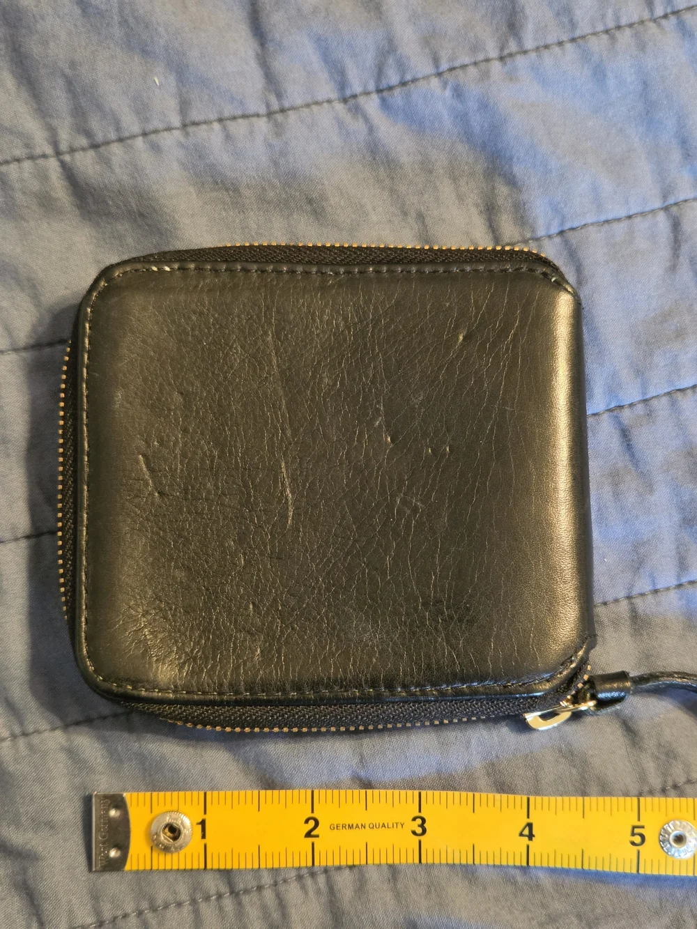 Clare V Black Leather Zip Wallet with Gold Hardware